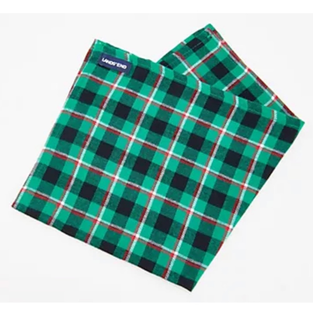 NWT Lands' End Pet Bandana in Emerald/Check - Size Small